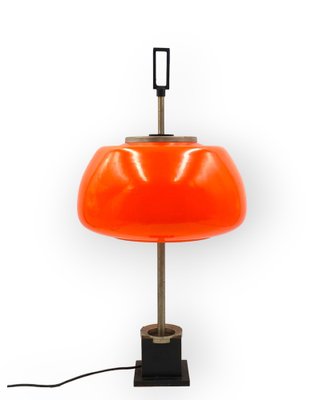 Orange Glass Table / Desk Lamp attributed to Oscar Torlasco for Lumi, 1960s-TXN-1762858