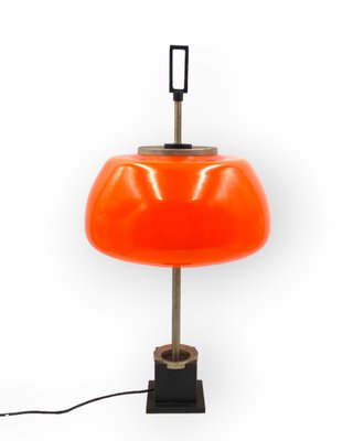 Orange Glass Table / Desk Lamp attributed to Oscar Torlasco for Lumi, 1960s-TXN-1762858