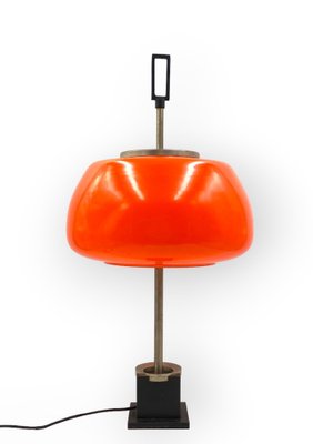 Orange Glass Table / Desk Lamp attributed to Oscar Torlasco for Lumi, 1960s-TXN-1762858