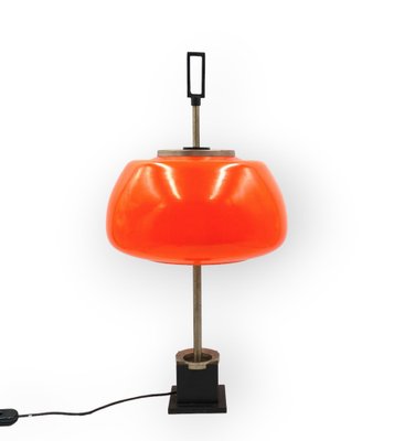 Orange Glass Table / Desk Lamp attributed to Oscar Torlasco for Lumi, 1960s-TXN-1762858