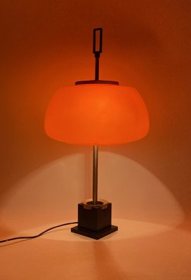 Orange Glass Table / Desk Lamp attributed to Oscar Torlasco for Lumi, 1960s-TXN-1762858