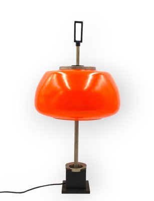 Orange Glass Table / Desk Lamp attributed to Oscar Torlasco for Lumi, 1960s-TXN-1762858