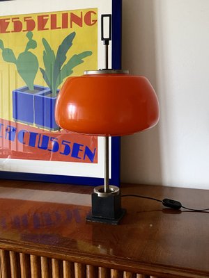 Orange Glass Table / Desk Lamp attributed to Oscar Torlasco for Lumi, 1960s-TXN-1762858