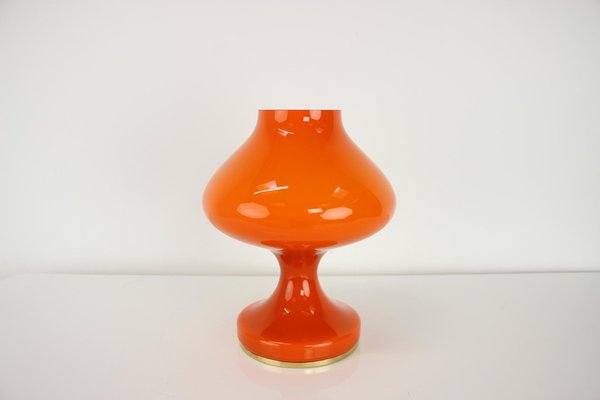 Orange Glass Table Lamp attributed to Valasske Mezirici, 1970s-TZ-1422362