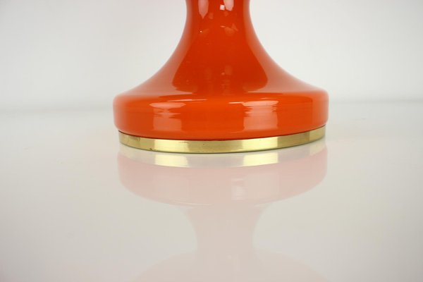 Orange Glass Table Lamp attributed to Valasske Mezirici, 1970s-TZ-1422362