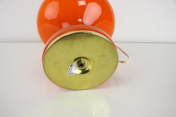 Orange Glass Table Lamp attributed to Valasske Mezirici, 1970s-TZ-1422362