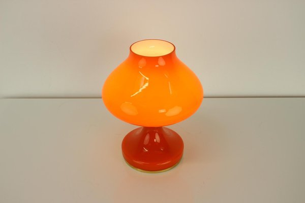 Orange Glass Table Lamp attributed to Valasske Mezirici, 1970s-TZ-1422362