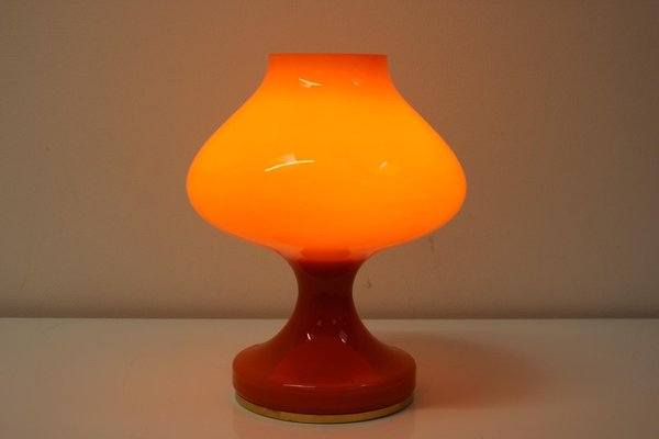 Orange Glass Table Lamp attributed to Valasske Mezirici, 1970s-TZ-1422362