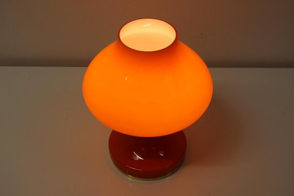 Orange Glass Table Lamp attributed to Valasske Mezirici, 1970s-TZ-1422362