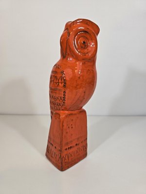 Orange Glazed Ceramic Owl attributed to Aldo Londi for Bitossi-DOA-2041351