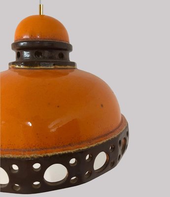 Orange Glazed Ceramic Pendant Lights, Germany, 1970s, Set of 4-VDW-1784693