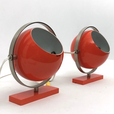 Orange Globe Saba Table Lamps from Stilux Milano, 1960s, Set of 2-OT-1062664