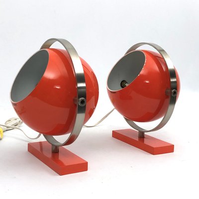 Orange Globe Saba Table Lamps from Stilux Milano, 1960s, Set of 2-OT-1062664