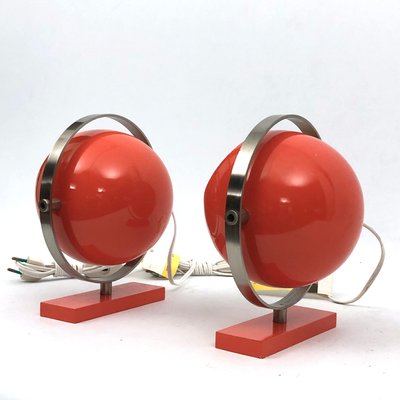 Orange Globe Saba Table Lamps from Stilux Milano, 1960s, Set of 2-OT-1062664