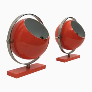 Orange Globe Saba Table Lamps from Stilux Milano, 1960s, Set of 2-OT-1062664