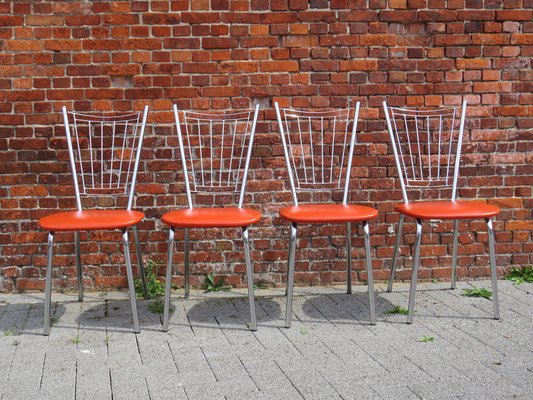 Orange Happy Diner Chairs, Germany, 1960s, Set of 4-UKG-1382262