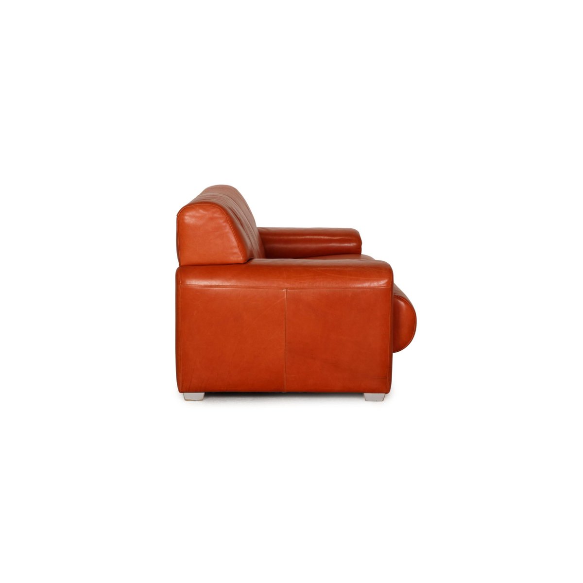 Orange Leather 2-Seat Sofa & Armchair from Machalke Ronda, Set of 2