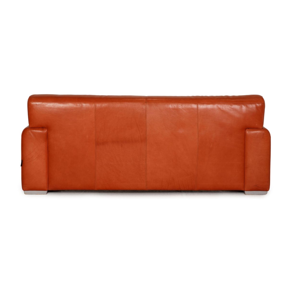 Orange Leather 2-Seat Sofa & Armchair from Machalke Ronda, Set of 2