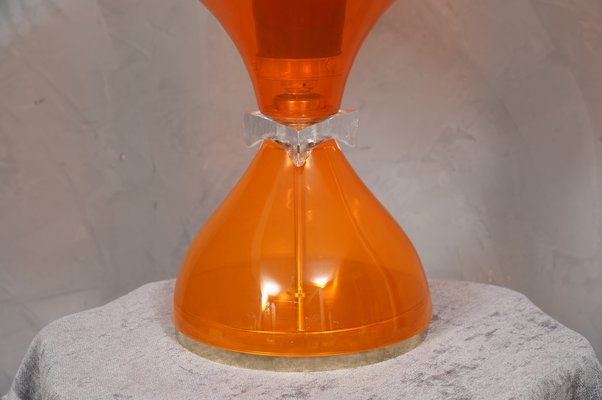 Orange Murano Glass and Brass Table Lamp, 1980s-UH-1299772