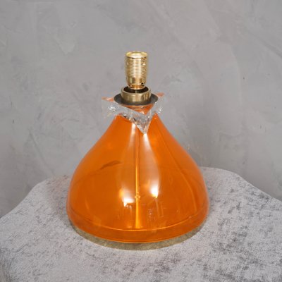 Orange Murano Glass and Brass Table Lamp, 1980s-UH-1299772