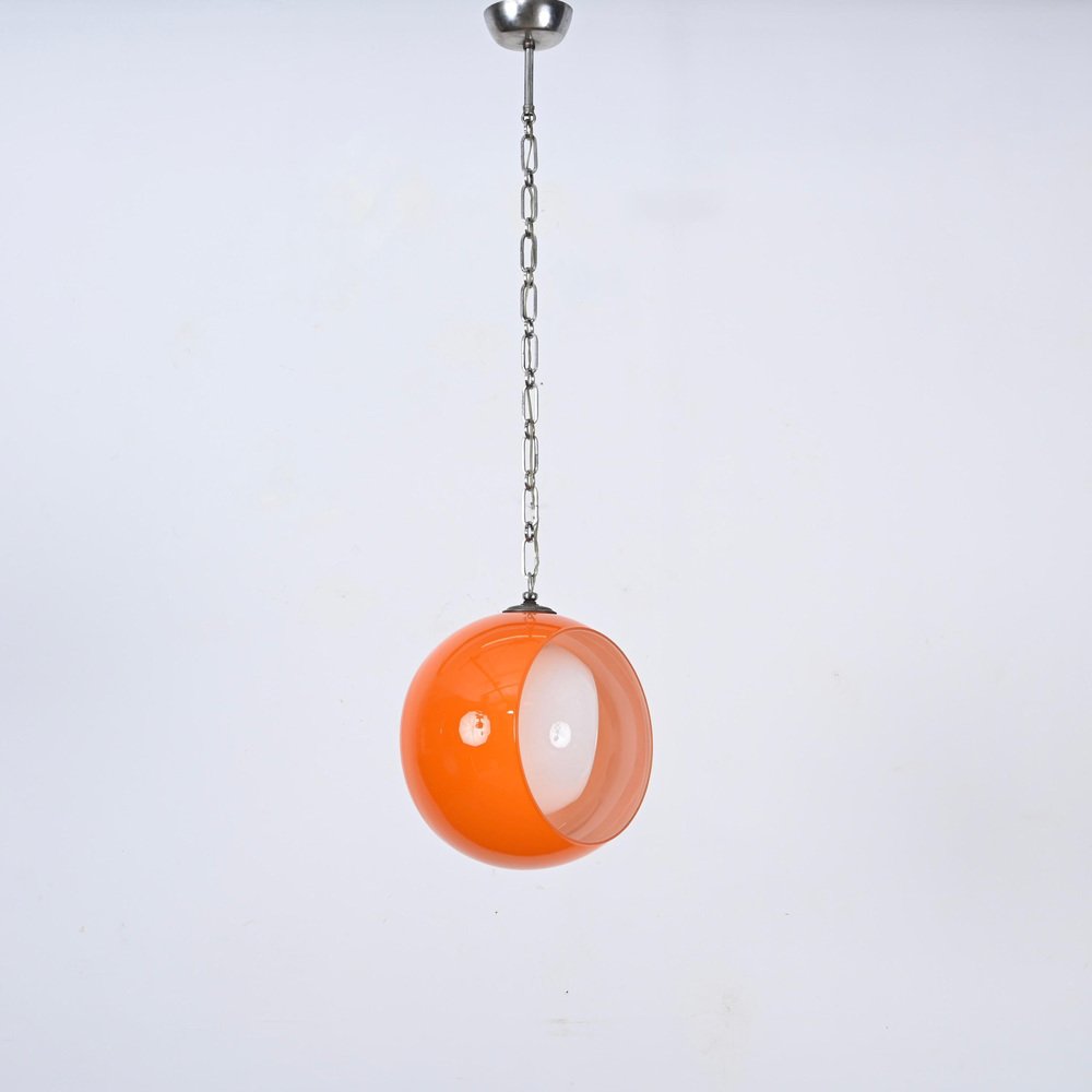 Orange Murano Glass Eclipse Pendant attributed to Nason for Mazzega, Italy, 1960s