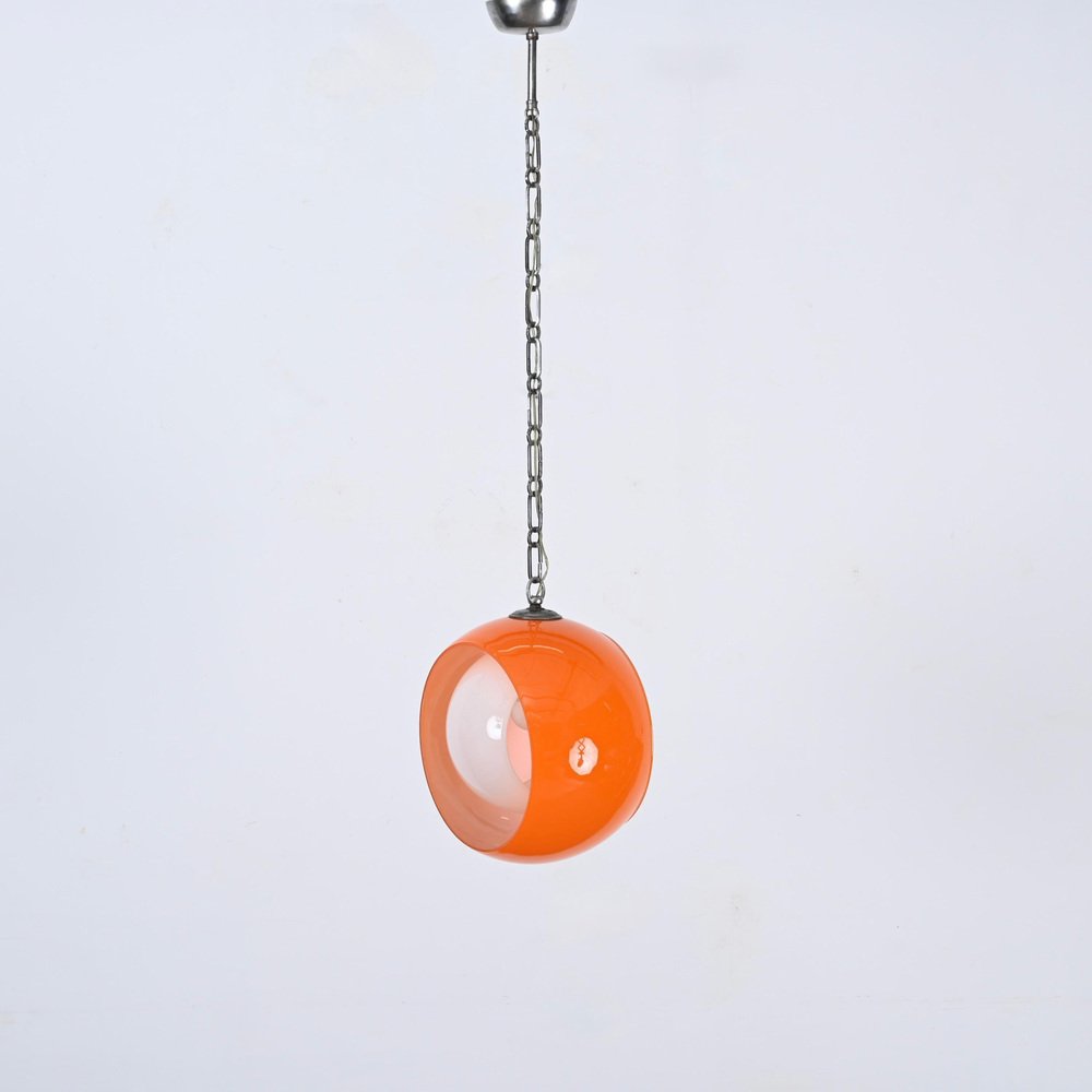 Orange Murano Glass Eclipse Pendant attributed to Nason for Mazzega, Italy, 1960s