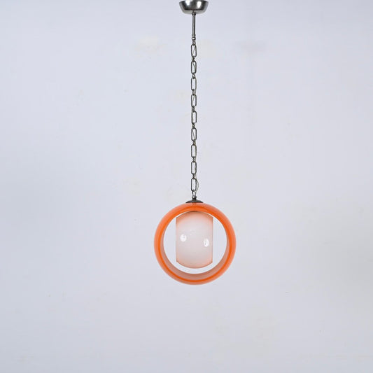 Orange Murano Glass Eclipse Pendant attributed to Nason for Mazzega, Italy, 1960s