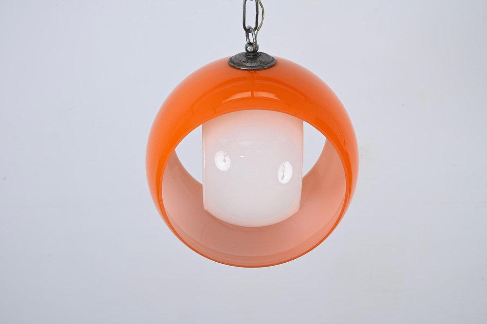 Orange Murano Glass Eclipse Pendant attributed to Nason for Mazzega, Italy, 1960s