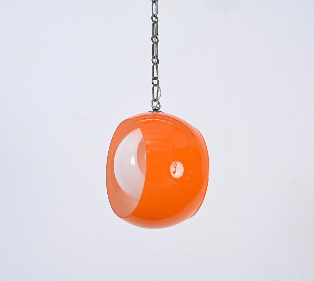 Orange Murano Glass Eclipse Pendant attributed to Nason for Mazzega, Italy, 1960s