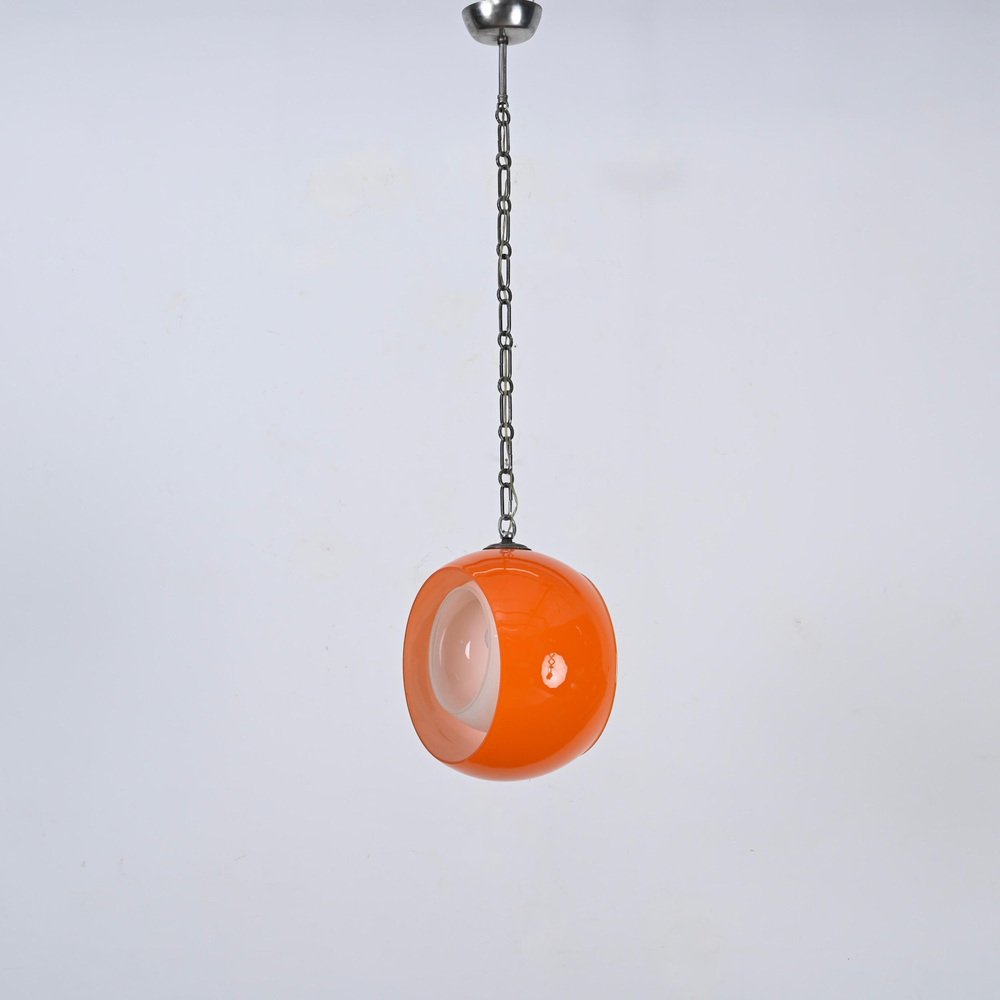 Orange Murano Glass Eclipse Pendant attributed to Nason for Mazzega, Italy, 1960s