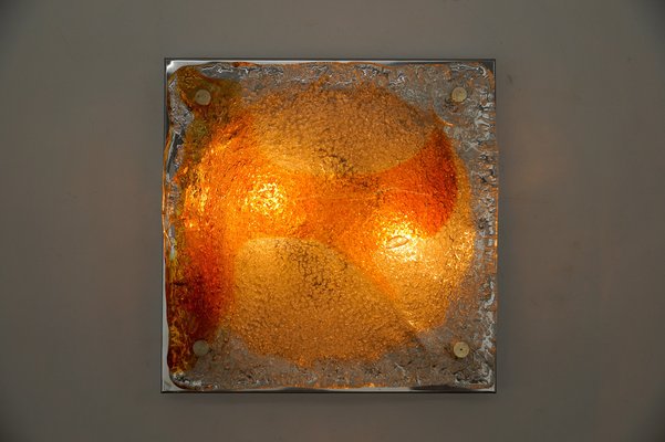 Orange Murano Glass Flush Mount Sconce, Italy, 1960s-KQB-1757014