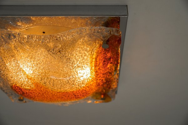 Orange Murano Glass Flush Mount Sconce, Italy, 1960s-KQB-1757014