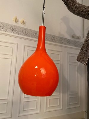 Orange Opaline Pendant Light, 1970s-JG-1358464