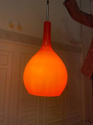 Orange Opaline Pendant Light, 1970s-JG-1358464