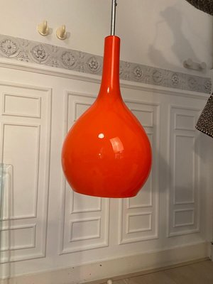 Orange Opaline Pendant Light, 1970s-JG-1358464