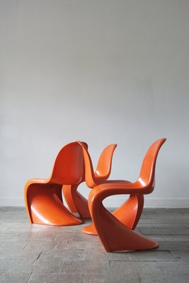 Orange Panton Chairs by Verner Panton for Herman Miller, 1974, Set of 4-UMB-1946693