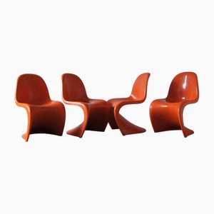 Orange Panton Chairs by Verner Panton for Herman Miller, 1974, Set of 4-UMB-1946693