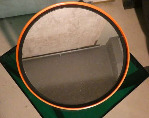 Orange Plastic Make-Up Mirror, Italy, 1970s-ERB-1749913