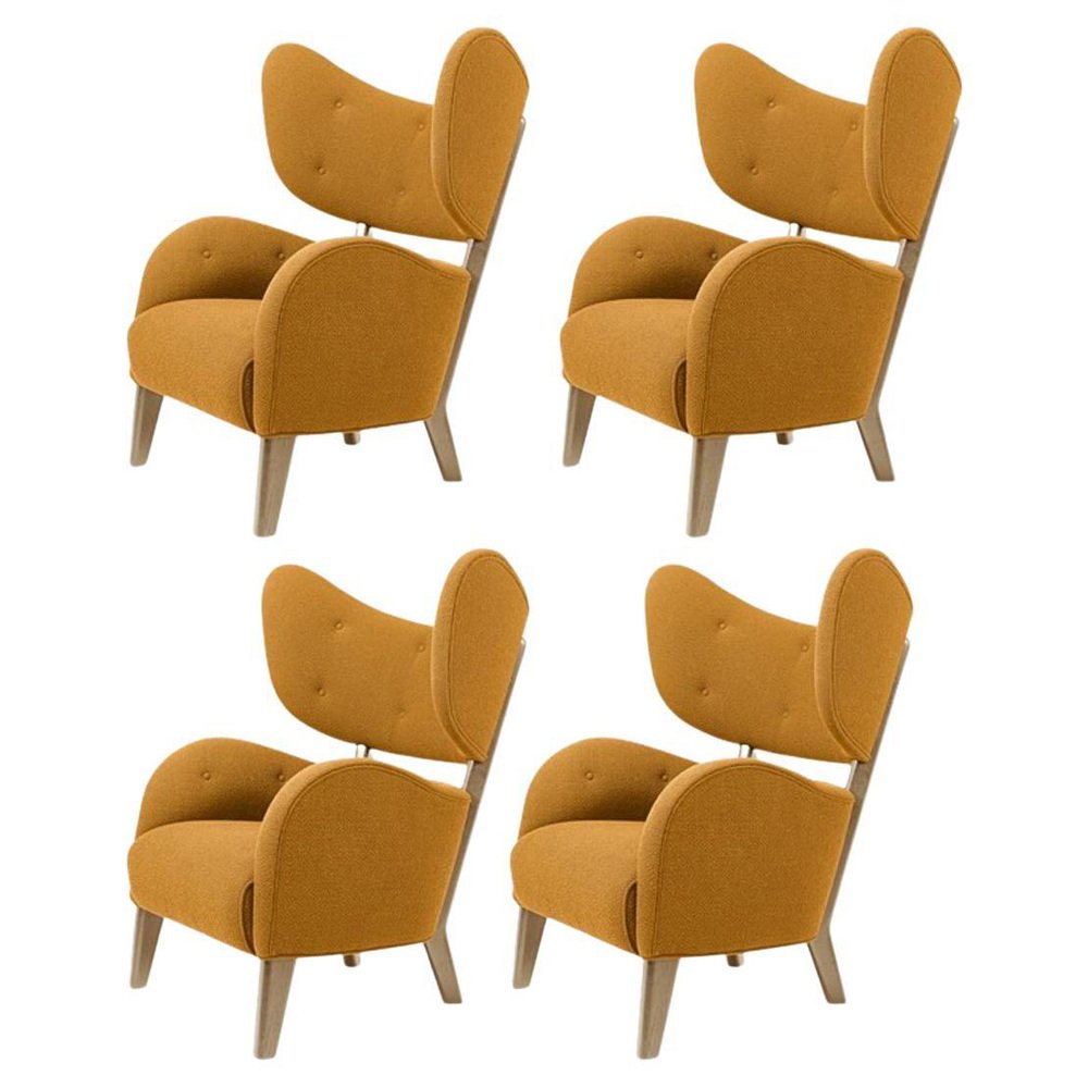 Orange Raf Simons Vidar 3 Natural Oak My Own Lounge Chair by Lassen, Set of 4