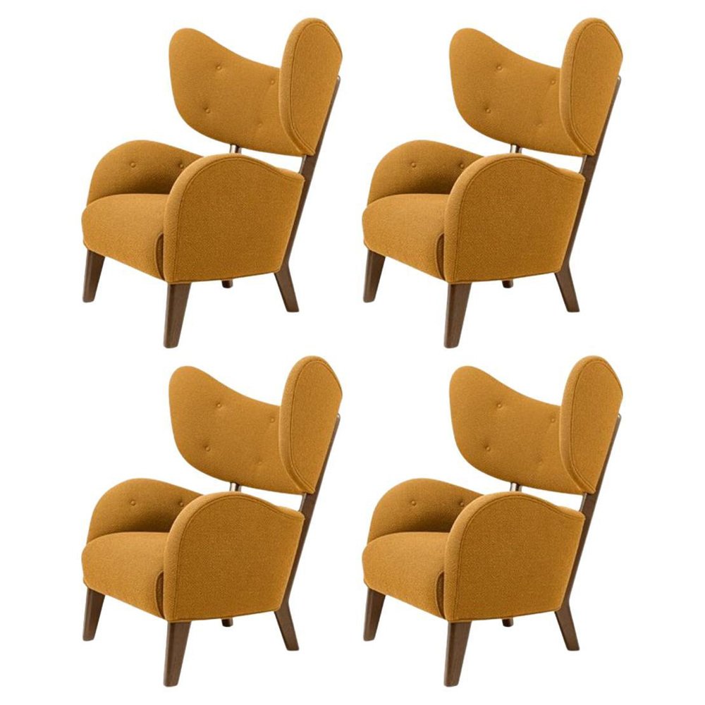 Orange Raf Simons Vidar 3 Smoked Oak My Own Lounge Chair by Lassen, Set of 4