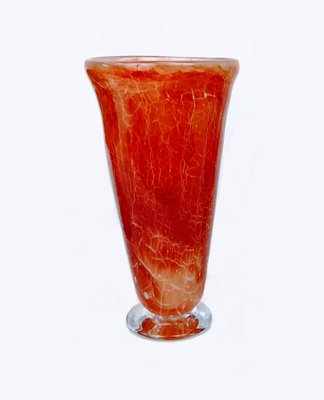 Orange-Red Art Glass Vase by Daniel Gheys-FSD-1067635