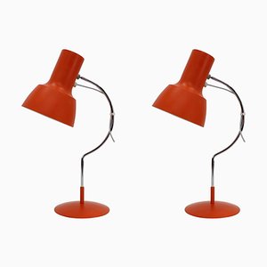 Orange & Red Desk Lamps by Josef Hurka, Czechoslovakia, 1960s, Set of 2-TZ-933420