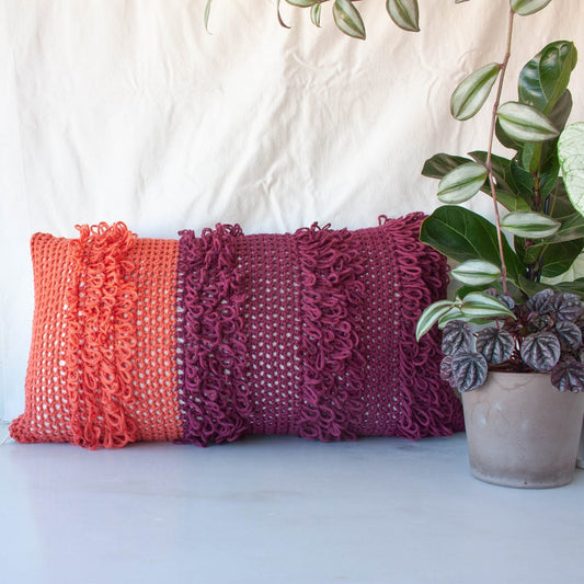 Orange & Red Textures from the Loom Pillow by Com Raiz