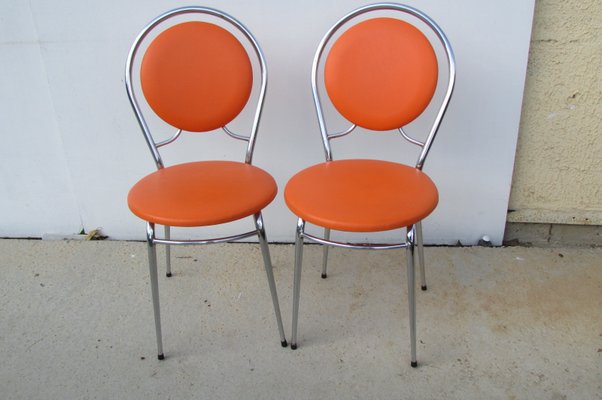 Orange Side Chairs, 1970s, Set of 2-RDN-744210