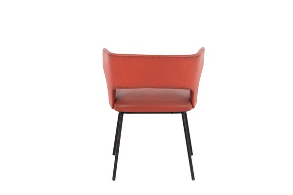 Orange Skai and Black Lacquered Metal Armchair, 1950s-CEJ-579255