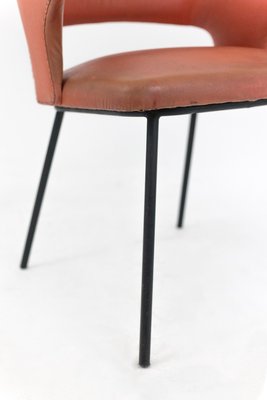 Orange Skai and Black Lacquered Metal Armchair, 1950s-CEJ-579255