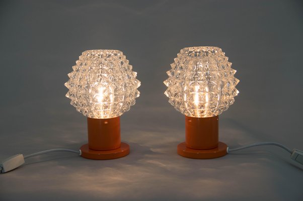 Orange Table Lamps by Kamenicky Senov, 1970s, Set of 2-TZ-1351386