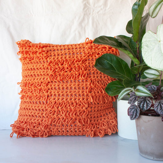 Orange Textures from the Loom Pillow by Com Raiz