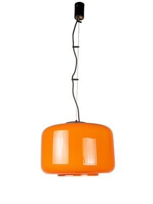 Orange & White Murano Glass Pendant Lamp attributed to Vistosi, 1960s-RD-1792834