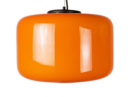 Orange & White Murano Glass Pendant Lamp attributed to Vistosi, 1960s-RD-1792834